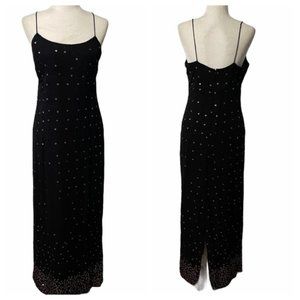 Phoebe by Kay Unger Black Silk Embellished Maxi